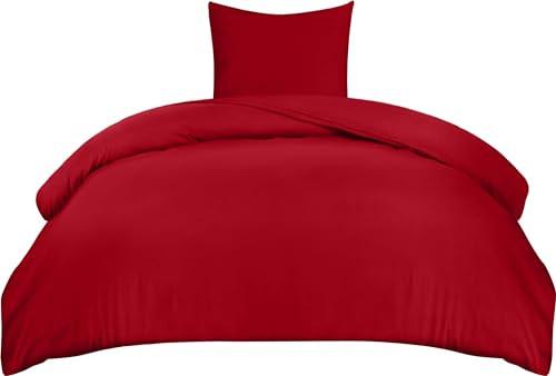 Utopia Bedding Bettwäsche 135x200 Set - Mikrofaser Bettbezug 135x200 cm + 1 Kissenbezug 80x80 cm - (Rot)