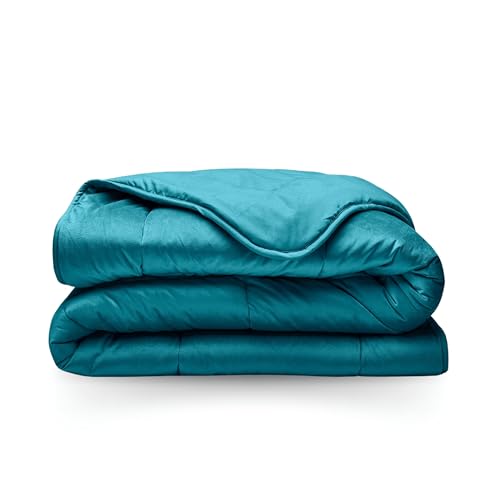 Zelesta Velvetbed Bettdecke - Waschbare bettdecke ohne Bezug - Samtstoff Bettwäsche - Winterdecke und Sommer-Bettdecke - Duvet - 4 Jahreszeiten - Anti-Allergene Steppdecke (Petrol, 240x200 cm)