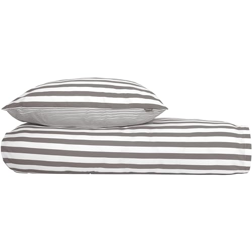 Schiesser Bettwäsche Renforcé Pure Elegance, Farbe: grau und weiß gestreift, Größe: 135 cm x 200 cm