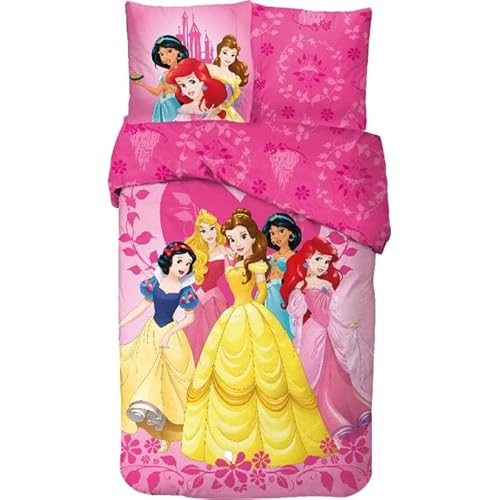 Bettwäsche Disney Prinzessin, aus Baumwolle, 1 Bettbezug 140 cm x 200 cm + 1 Kissenbezug 63 cm x 63 cm