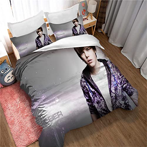 CHAOSE Bettbezug-Sets Justin Bieber Singer ? Perfektes Single-King-Size-Bettwäs che-Set Mit Kissenbezügen Und Atmungsaktivem Anti-Milben-Winter (Bild 03,200 x 200 cm)