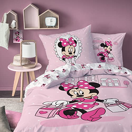 Bettwäsche Set 2 teilig's Minnie Mouse · Mädchenbettwäsche Minnie Maus · Kissenbezug 80x80 + 135x200