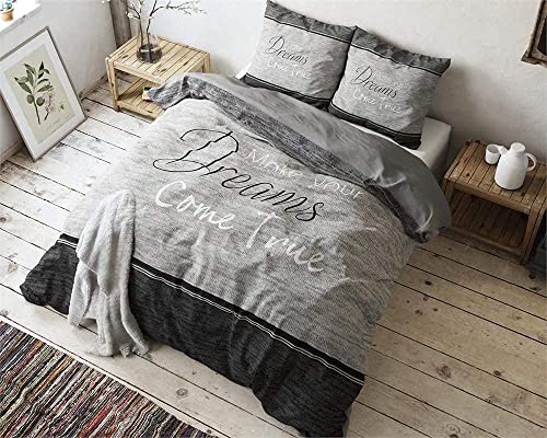 Sleeptime Bettwäsche 4teilig 100% Baumwolle True Dreams, 135cm x 200cm, Reißverschluss, Mit 2 Kissenbezüge 80cm x 80cm
