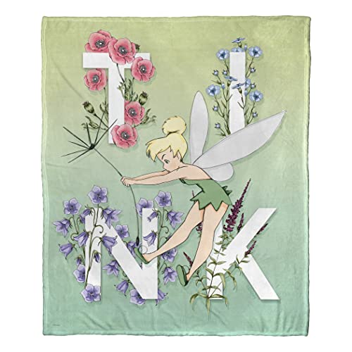 Northwest Disney's Tinker Bell Silk Touch Überwurfdecke, 127 x 152,4 cm, Botanical Pixie