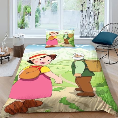 TUSBZPDFU Heidi Bettbezug Bettwäsche-Sets Kinderbettwäsche-Set Reißverschluss Mit Kissenbezügen Betten Set Für Jugendliche Kinder Schlafzimmer Single?135x200cm?