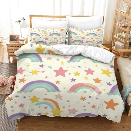 MEFESE Rainbow Bettbezug Bettwäsche Set Kinderbettwäsche Reißverschluss Mit Kissenbezug Betten Set Für Jungen Und Mädchen, Kinder Single?140x200cm?