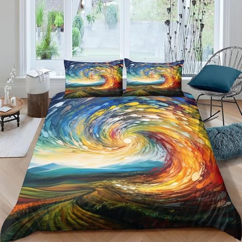 3D Bettwäsche-Set, 135X200 cm Bunte Abstrakte Streifen Microfaser Bedrucktes Elegant Weiche Bettbezug 2 Kopfkissenbezug 80 cm X 80 cm Bettbezug Mit Reißverschluss Schließung - Kom-9025008364788410000