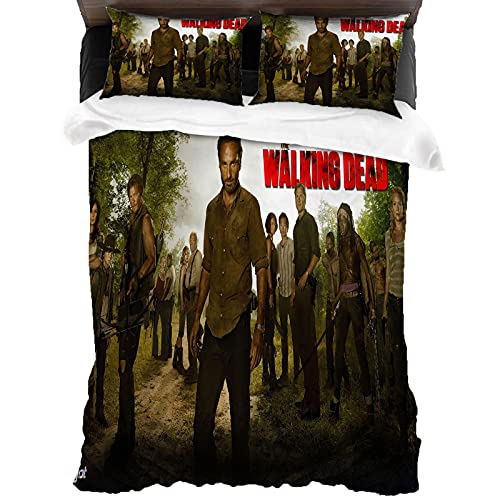 ANSSON The Walking Dead Kinder Bettwäsche,Rick Grimes HD-Druck Bettwäsche-Sets,TWD Schlafzimmer dekorative Bettbezüge mit 2 Kissenbezug (Single 135x200, TWD1)