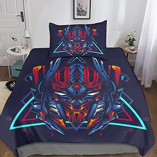 Cyberpunk Bettwäsche-Set 3D Drucken Set Mit Kissenbezug Und Transformers Tier Bettbezug, Bettwäsche, Zipper Öffnen Und Schließen Mit Reißverschluss 3teilig Weiche Und Angenehme Single?135x200cm?