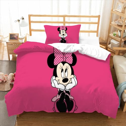 Mickey-Mouse-Bettwäsche- Set für Teenager, 3D-Druck, Cartoon-Bettbezug-Set, modisches Thema, Bettdeckenbezug, 2-teiliges Set, 140x200cm