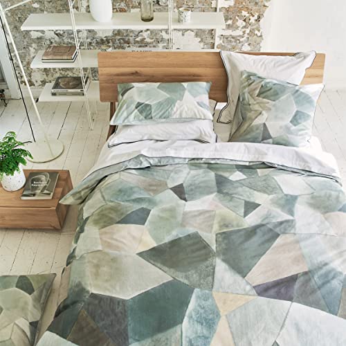 Designer Guild Bettbezug aus Baumwollperkal, Bedruckt, modernes Geo-Zinn, 260 x 240 cm