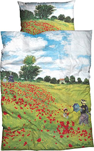 Goebel Bettwäsche  Mohnfeld  Satin bunt Größe 155x220 cm (80x80 cm)