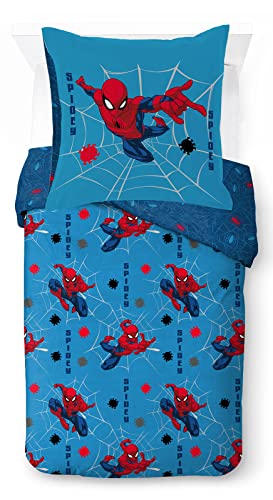 Jay Franco Marvel Spiderman Spidey Faces 100% Baumwolle Kinderbettwäsche Set Einzelbettgröße   + Kissenbezug 80x80