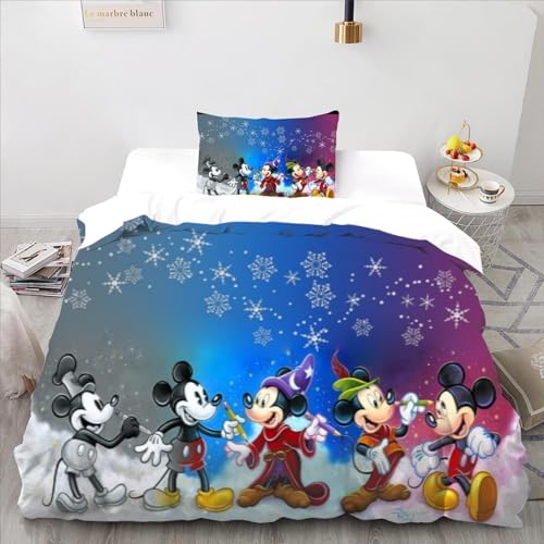 3D-Mickey-Mouse-Bettwäsc he-Set, 2-teilig, Bettbezug-Set für Jungen, weiche Mikrofaser-Tagesdecke, 135x200cm