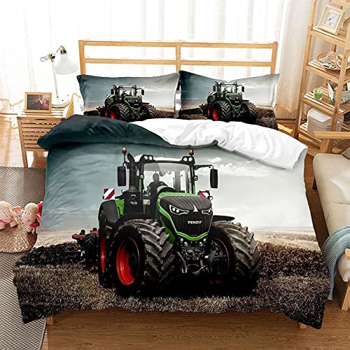 ZZTBQ - Bettwäsche Set 155x220 - Kinder Bettwäsche Set - Traktoren,Traktor & Mähdrescher Design - Bettbezug und Kissenbezug für Kinder Jungen Mädchen Jugend Schlafzimmer