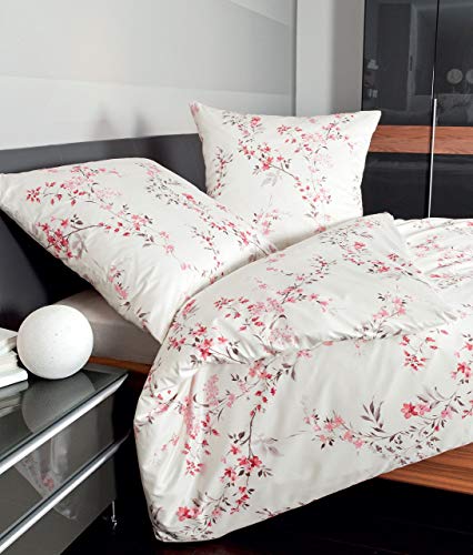 Janine Mako Satin Bettwäsche 135 x 200 cm Satin Bettbezug weiß Palermo Bettwäsche weiß aus Baumwolle