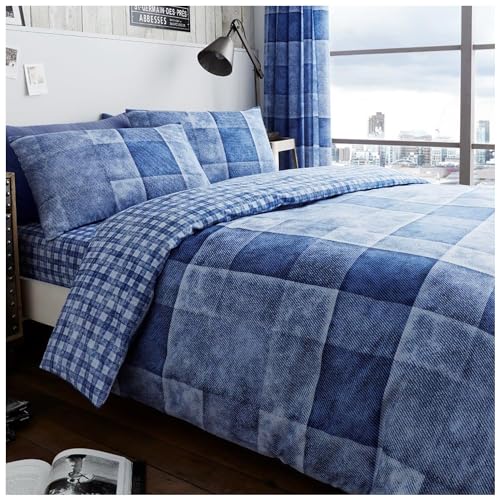 GC GAVENO CAVAILIA Bettwäsche-Set, kariert, für Doppelbett, superweich, wendbar, kariert, Blau (200 x 200cm)