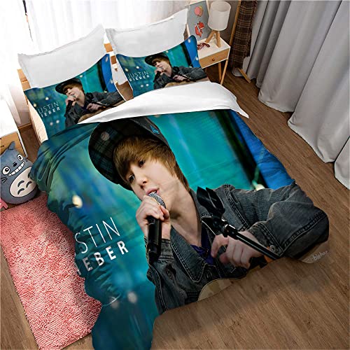 CHAOSE Bettbezug-Sets Justin Bieber Singer ? Perfektes Single-King-Size-Bettwäs che-Set Mit Kissenbezügen Und Atmungsaktivem Anti-Milben-Winter (Bild 02,200 x 200 cm)