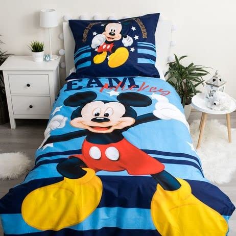 Jerry Fabrics F - Bettwäsche – Mickey Mouse – 2-teilig – Bettbezug – wendbar – 140 x 200 cm – Kissenbezug – 70 x 90 cm – 100 % Polyester