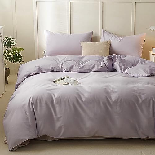 AShanlan Bettwäsche Set 135x200 cm Lila Uni Bettbezug mit Kissenbezug 80x80 cm 100% Weiche und Angenehme Mikrofaser 2 Teilig Violett Bettwäsche mit Reißverschluss für Einzelbett