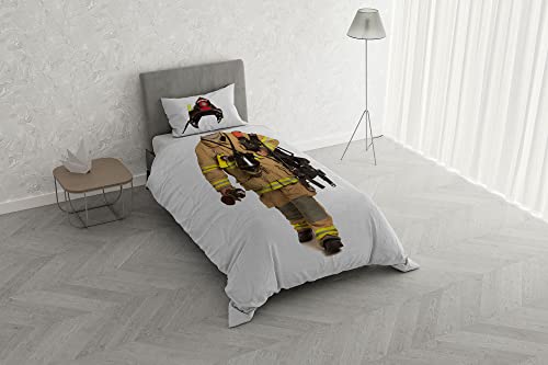 Italian Bed Linen Bettwäsche-Set Digitaldruck Kids, Feuerwehrmann und Einzelbett