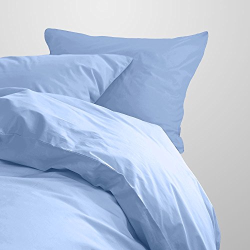 Lorena Uni Feinflanell Bettwäsche Daphne hellblau Bettbezug einzeln 135x200 cm