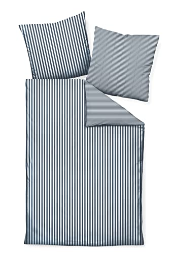 Janine Design Mako Satin Bettwäsche Garnitur modernclassic 3912 Farbe Atlantik Größe 135x200 + 80x80cm