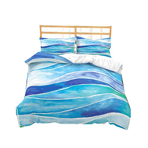 Sticker Superb Blau Weiß Ozean Sprühen Bettbezug Tierischer Delfin 3D Druck Single Bett 135x200 cm und 1 Kopfkissenbezug (Bild 1, 135 x 200 cm)