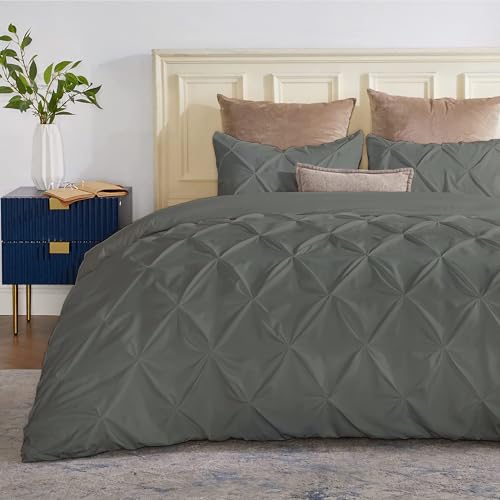 SLEEP-NEST Bettwäsche-Set aus 100 % Baumwolle, für Doppelbett, 172,7 x 228,6 cm, mit Reißverschluss, 3-teilig, Fadenzahl 600, ultraweicher Bettbezug, Schlafsaal-Bettwäsche, plissiert, für alle