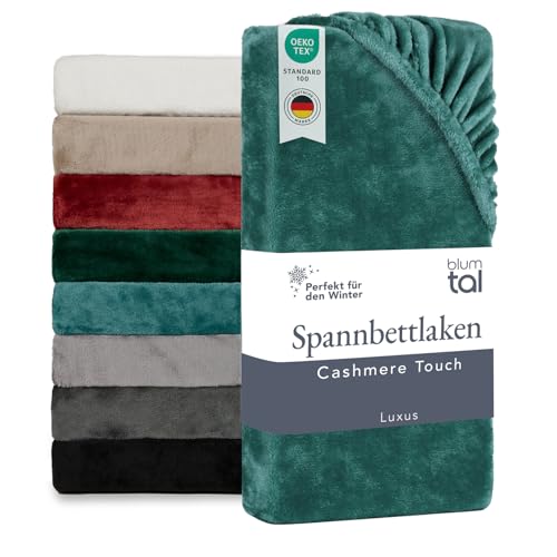 Blumtal Spannbettlaken Cashmere Touch 180x200 cm Plüsch - Oeko-TEX zert. Spannbettlaken Winter - Spannbettlaken 180x200 Winter aus Mikrofaser - Cashmere Bettwäsche - Bettbezug 180 x 200 Petrol