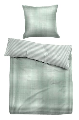 TOM TAILOR 0047696 Bettwäsche Garnitur mit Kopfkissenbezug Linon - Country 1x 155x220 cm + 1x 80x80 cm, Wintergreen