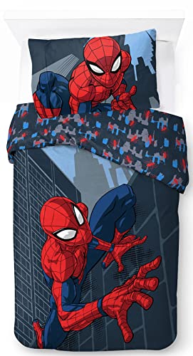 Jay Franco Marvel Spiderman City Streets 100% Baumwolle Kinderbettwäsche Set 135x200 Einzelbettgröße   Bettbezug + Kissenbezug 50x70